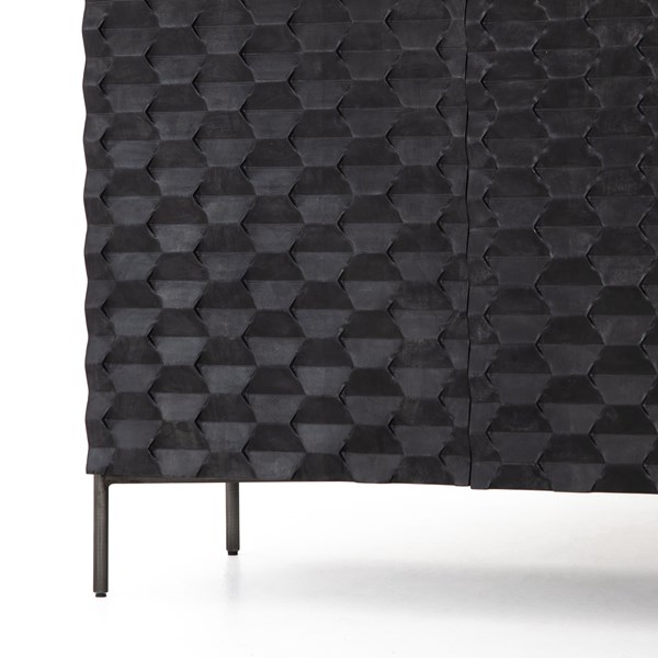 RAFFAEL BAR CABINET-CARVED BLACK WASH - Image 15