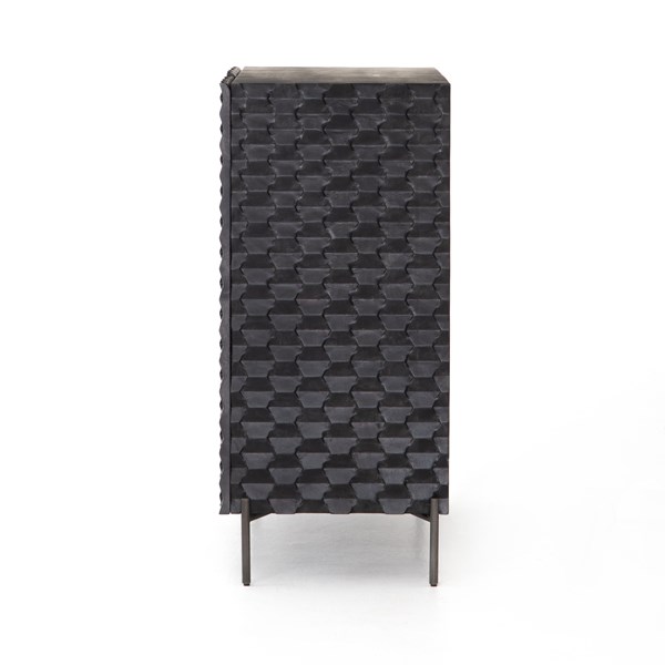 RAFFAEL BAR CABINET-CARVED BLACK WASH - Image 6