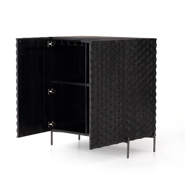 RAFFAEL BAR CABINET-CARVED BLACK WASH - Image 5