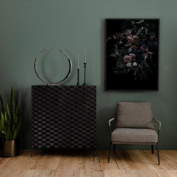 RAFFAEL BAR CABINET-CARVED BLACK WASH - Image 2