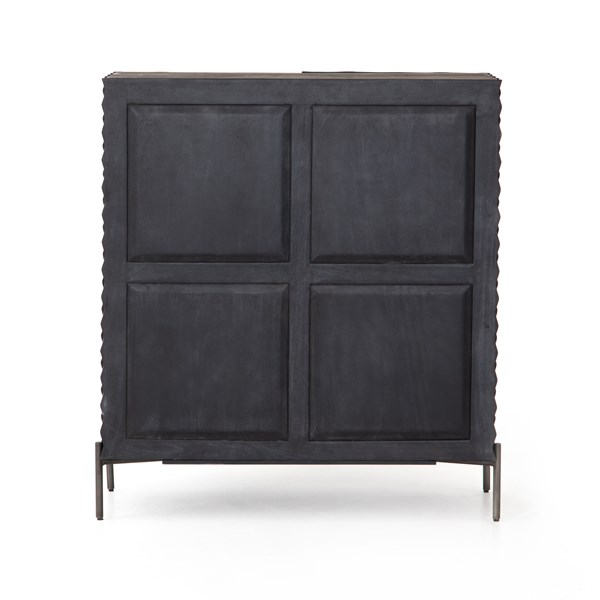 RAFFAEL BAR CABINET-CARVED BLACK WASH - Image 7