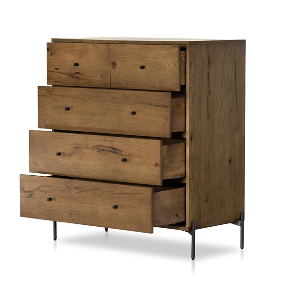 Bimmaloft-EATON 5 DRAWER DRESSER-AMBER OAK RESIN (4)