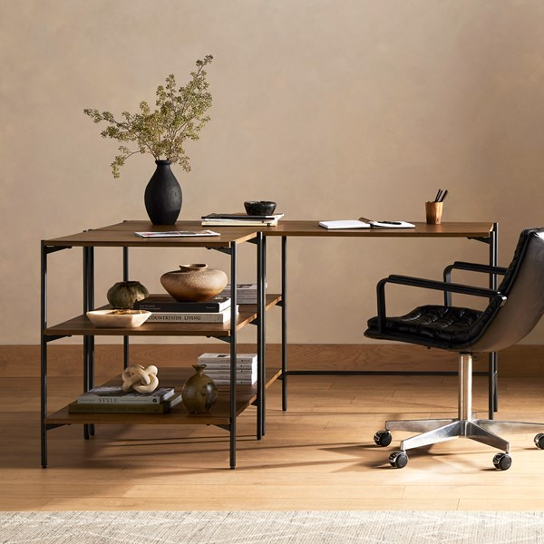 EATON MODULAR DESK W/ OPEN SHELVING - Image 2