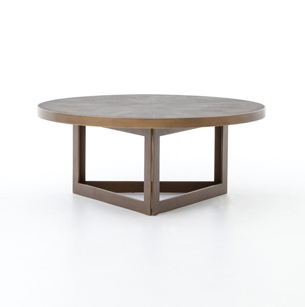 SHAGREEN ROUND COFFEE TABLE-GREY SHAGRN - Image 4